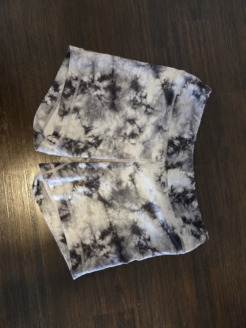 Athletic Works Womens Tie Dye Biker Shorts Black White Marble Yoga Gym Small